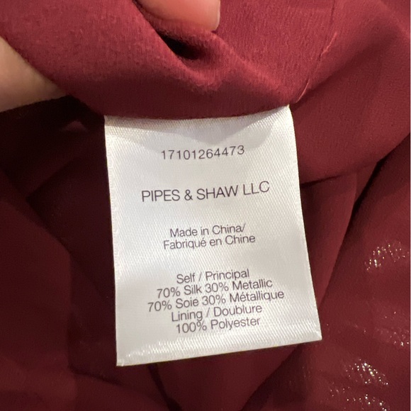 Veronica Beard Benton Maroon Silk Metallic Blouse - Picture 11 of 11